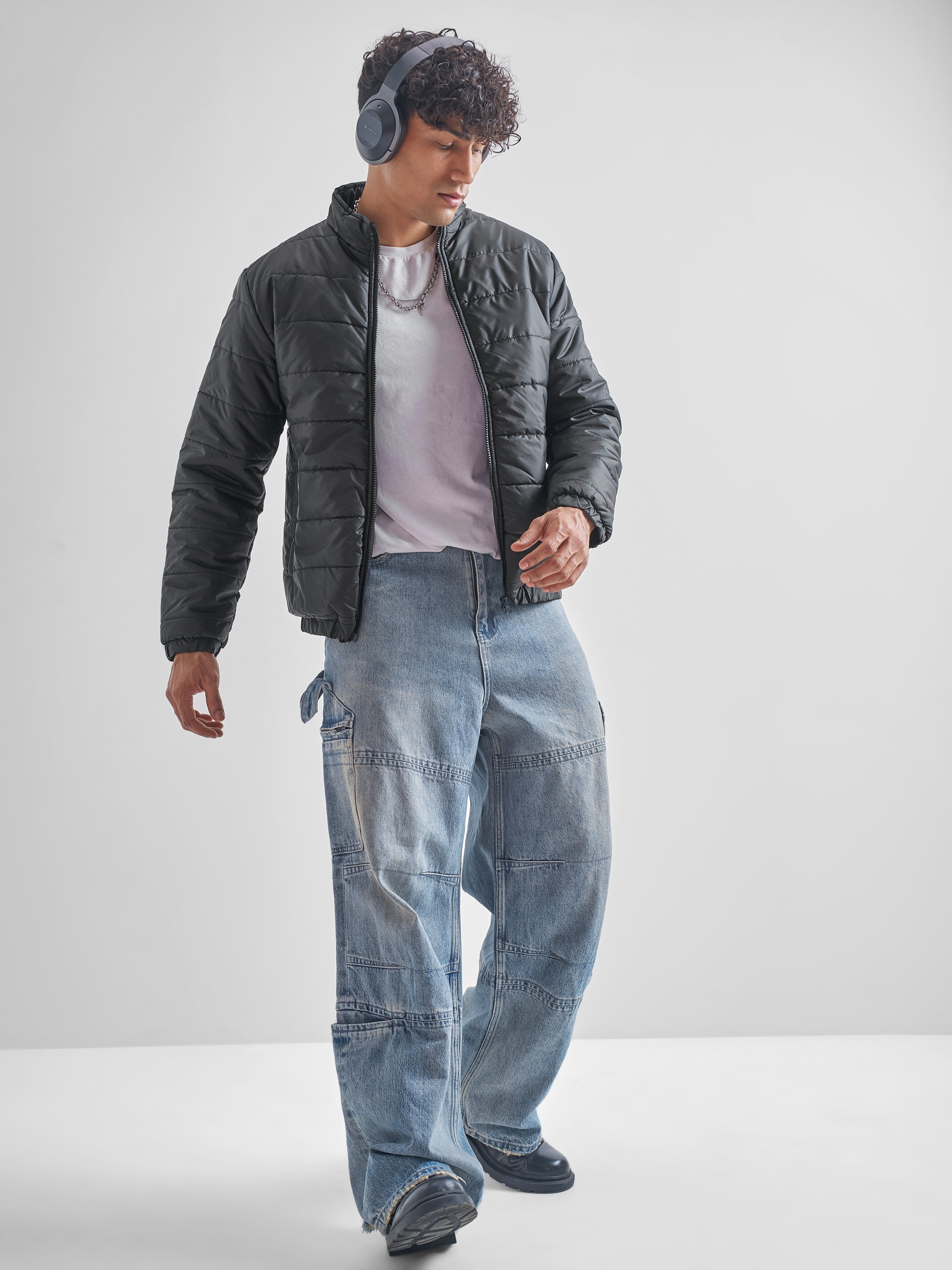 Highlander Men Black Padded Jacket - Black - Image 2