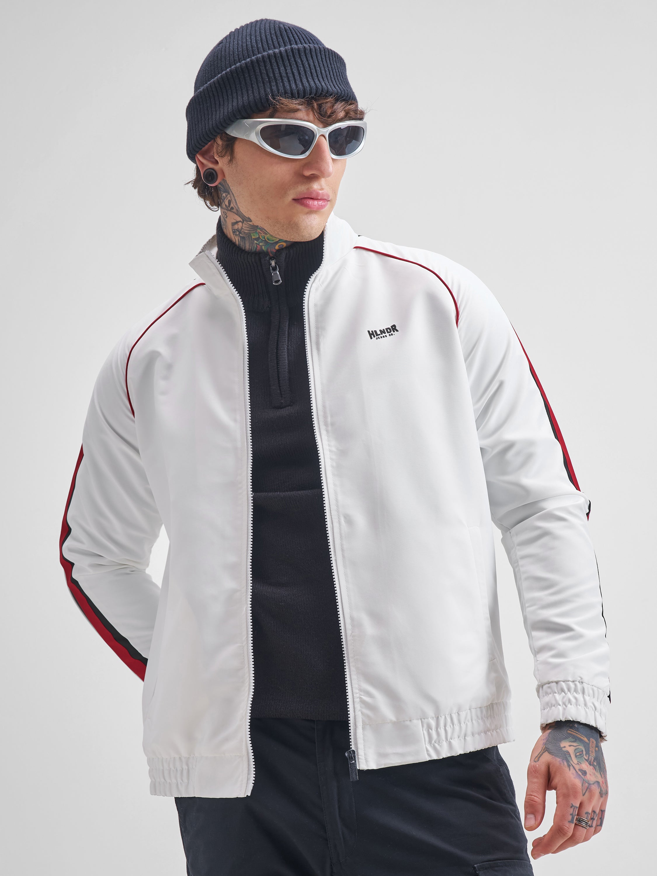 Highlander Men White Solid Bomber Jacket - White - Image 1