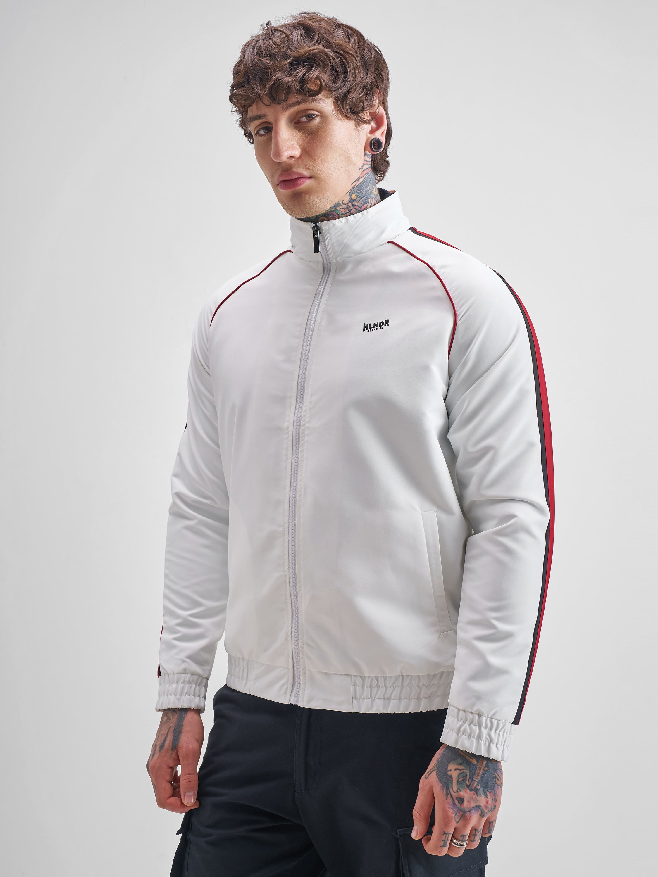 Highlander Men White Solid Bomber Jacket - White - Image 4