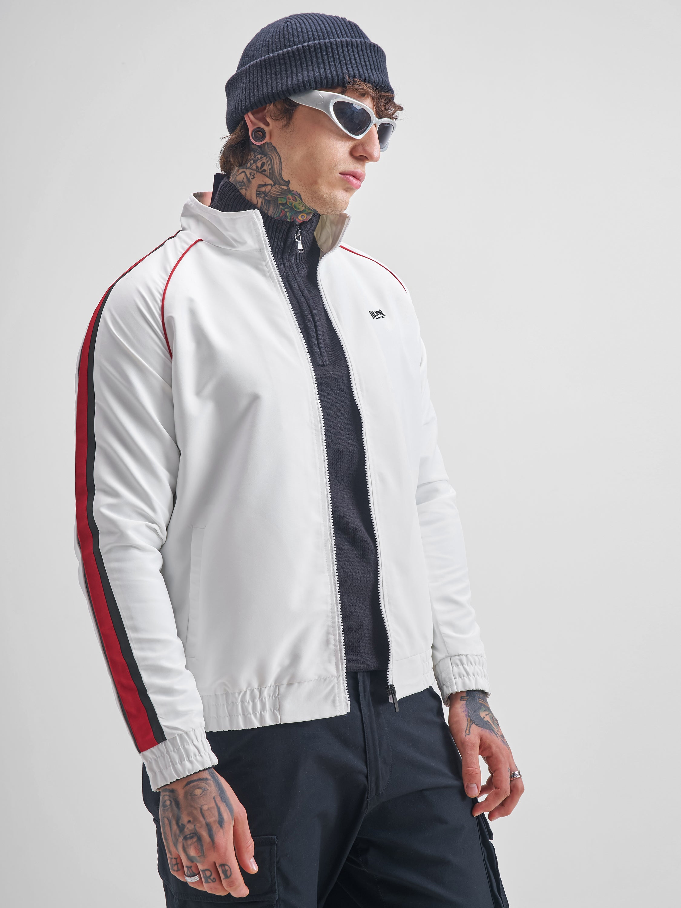 Highlander Men White Solid Bomber Jacket - White - Image 6