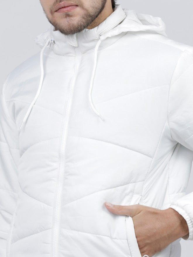 Highlander Men White Solid Puffer Jacket - White - Image 4