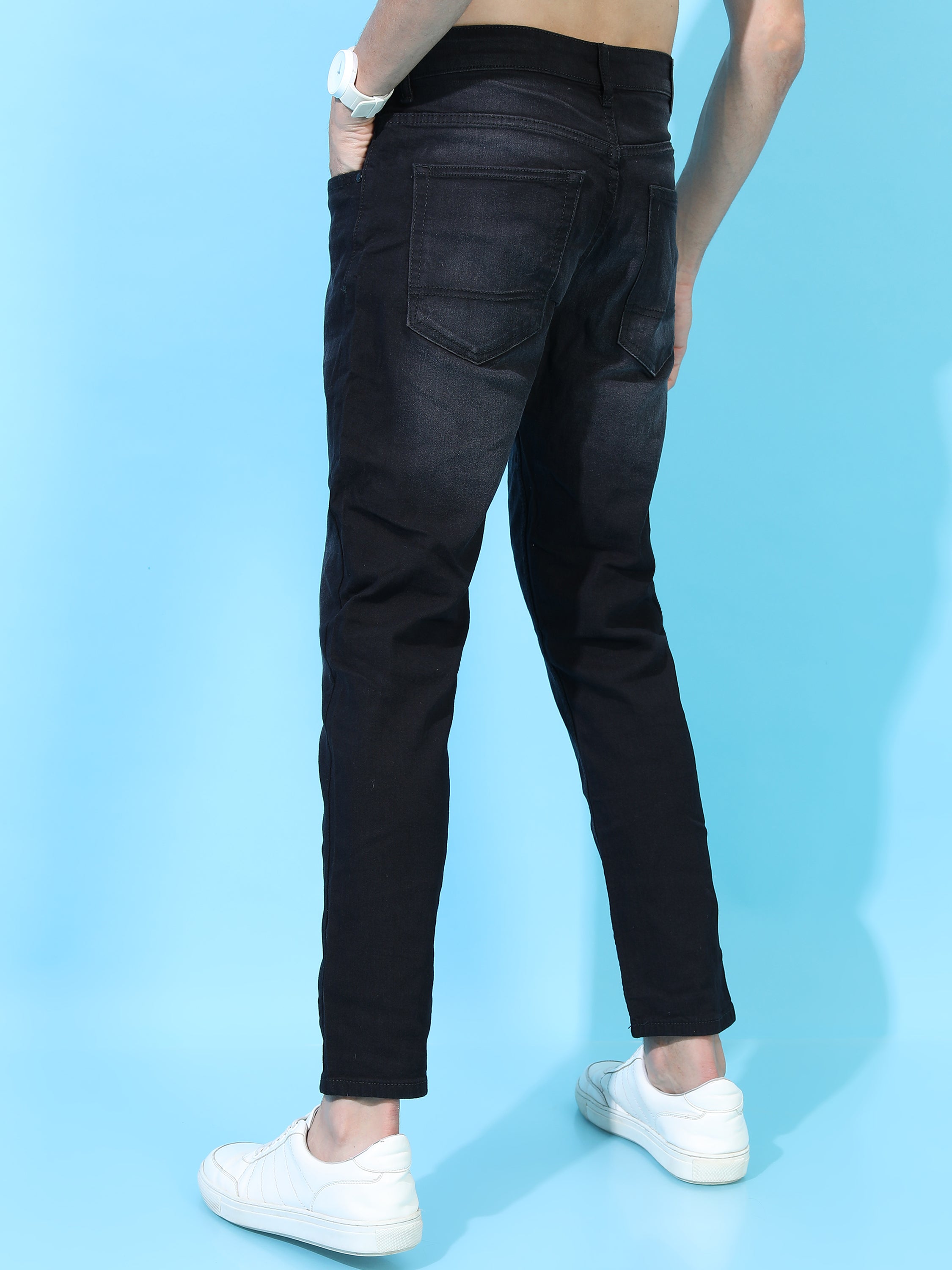 Highlander Men Black Tapered Fit Stretchable Jeans - Black - Image 3