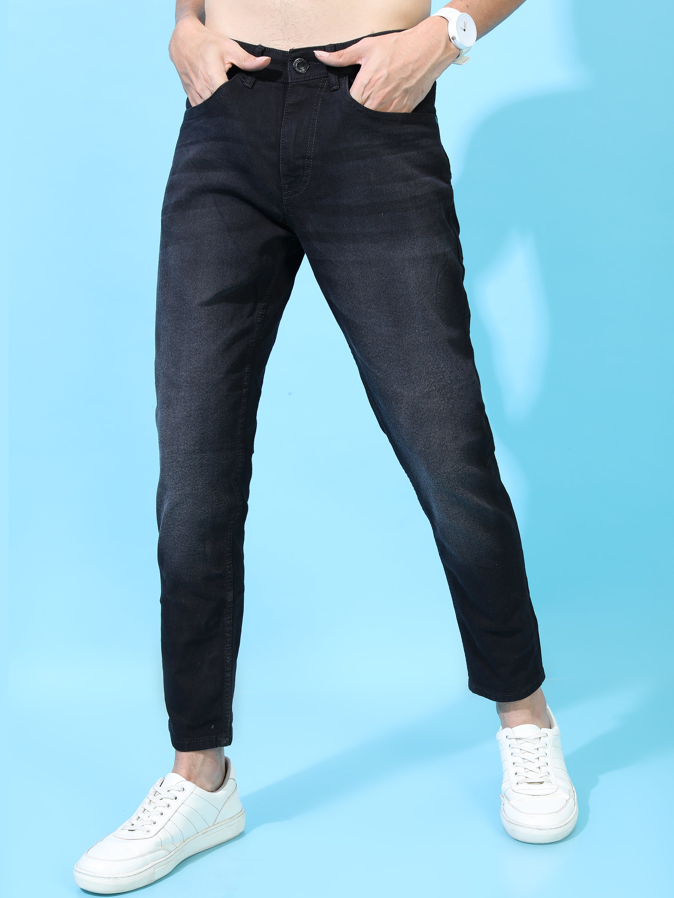 Highlander Men Black Tapered Fit Stretchable Jeans - Black - Image 5