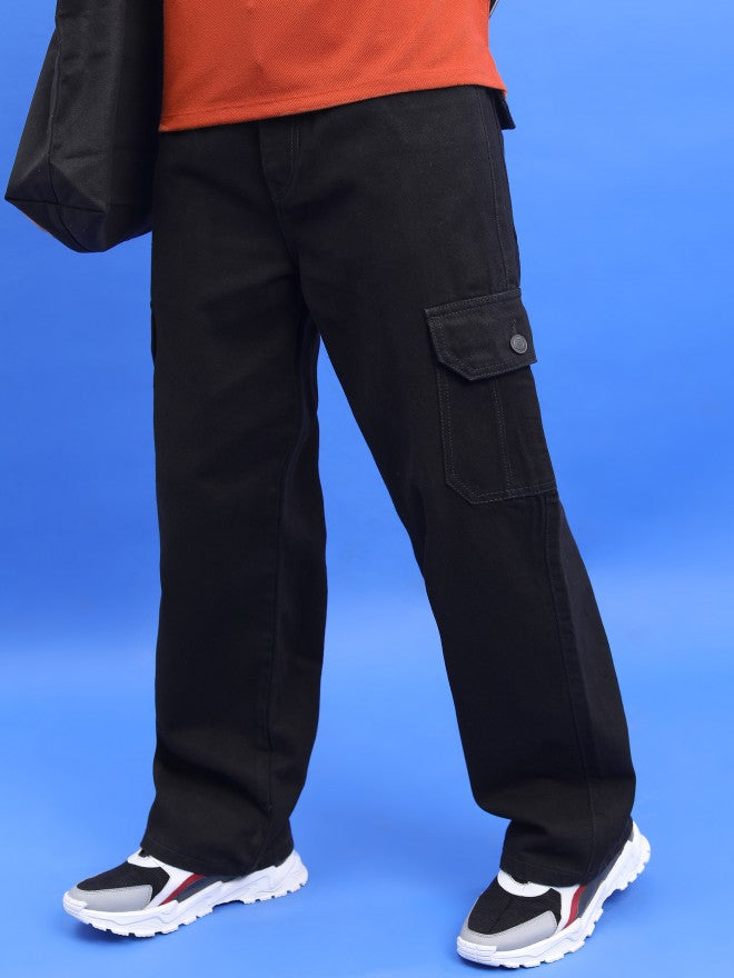 Highlander Men Black Wide Leg Jeans - Black - Image 1
