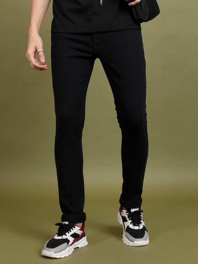 Highlander Men Black Slim Fit Stretchable Jeans - Black - Image 1