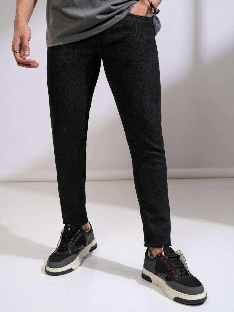 Highlander Men Black Tapered Fit Stretchable Jeans - Black - Image 1