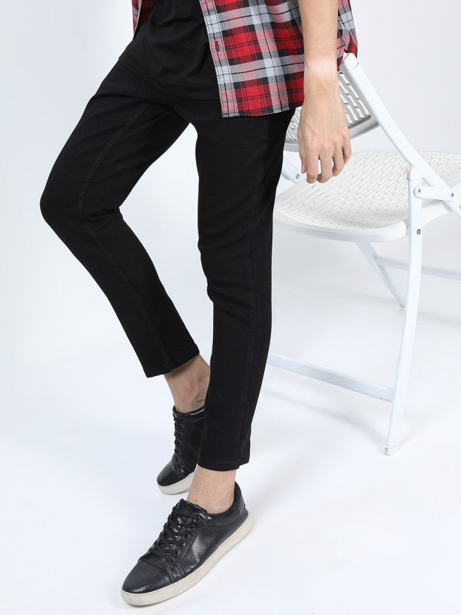 Highlander Men Black Tapered Fit Stretchable Jeans - Black - Image 1