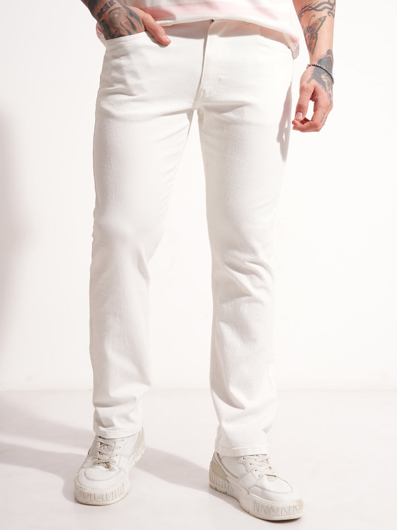 Highlander Men White Slim Fit Stretchable Jeans - White - Image 1