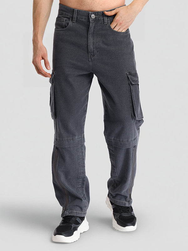 Highlander Men Grey Baggy Stretchable Jeans - Grey - Image 1