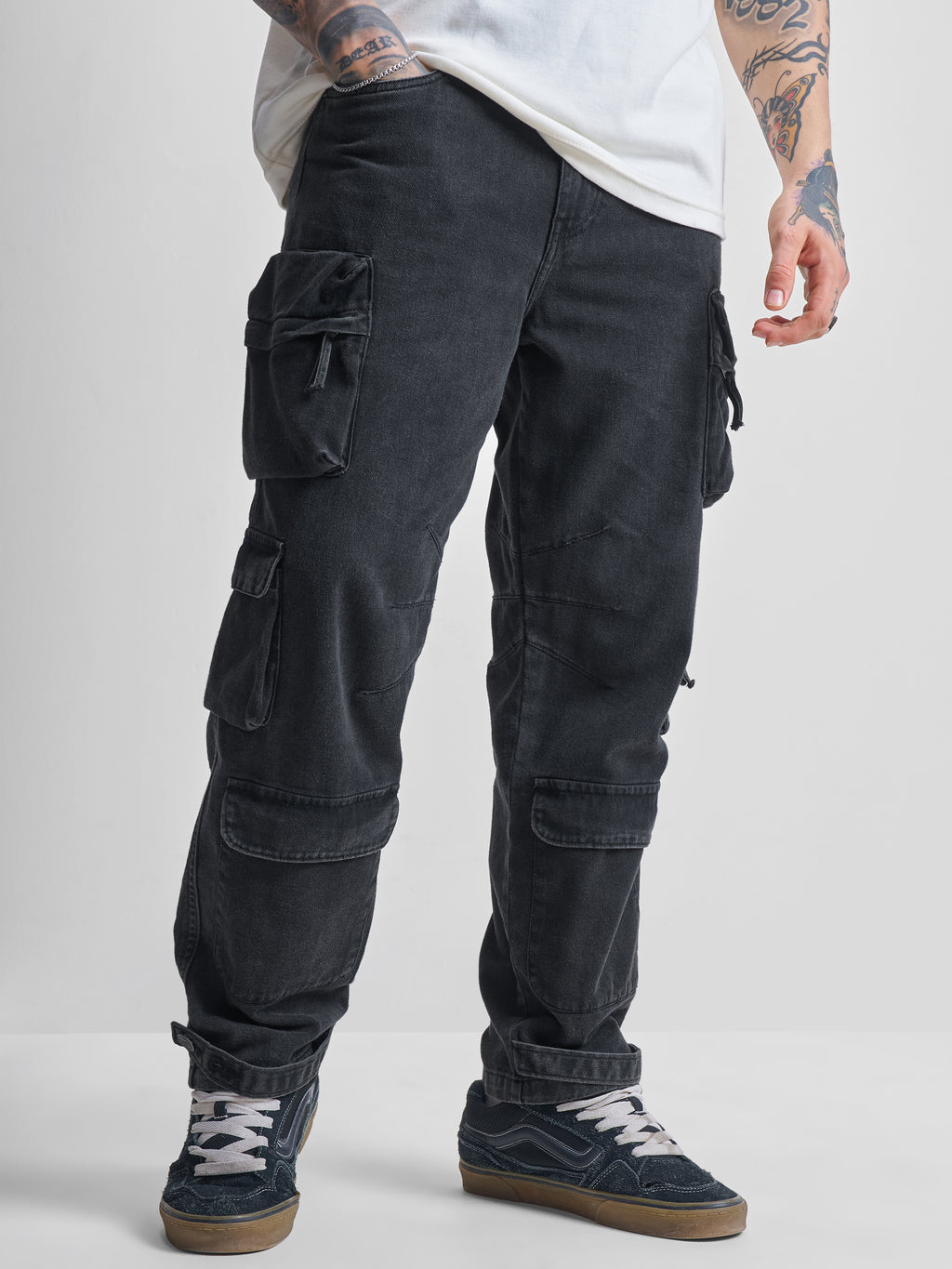Highlander Men Black Baggy Jeans - Black - Image 1