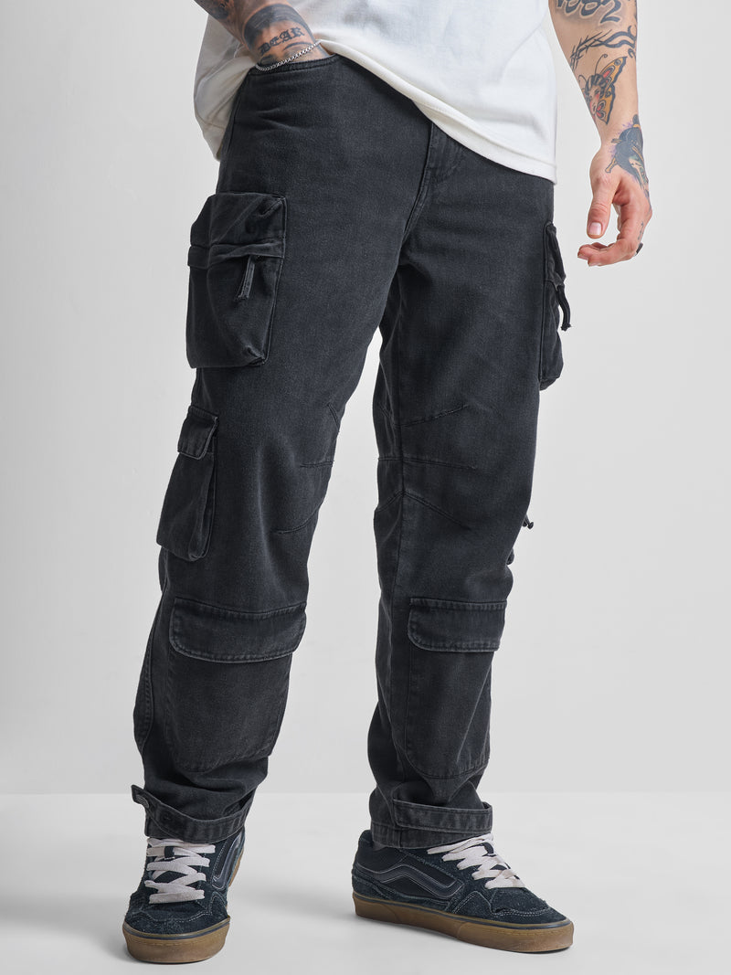 Highlander Men Black Baggy Jeans - Black - Image 1