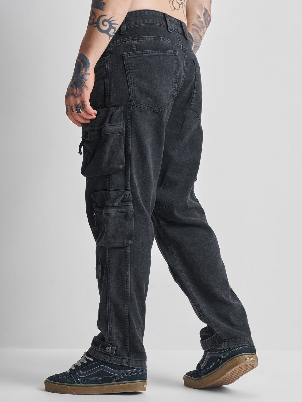 Highlander Men Black Baggy Jeans - Black - Image 3