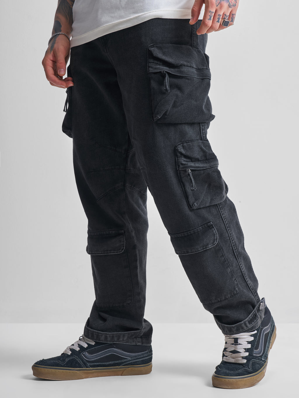 Highlander Men Black Baggy Jeans - Black - Image 4