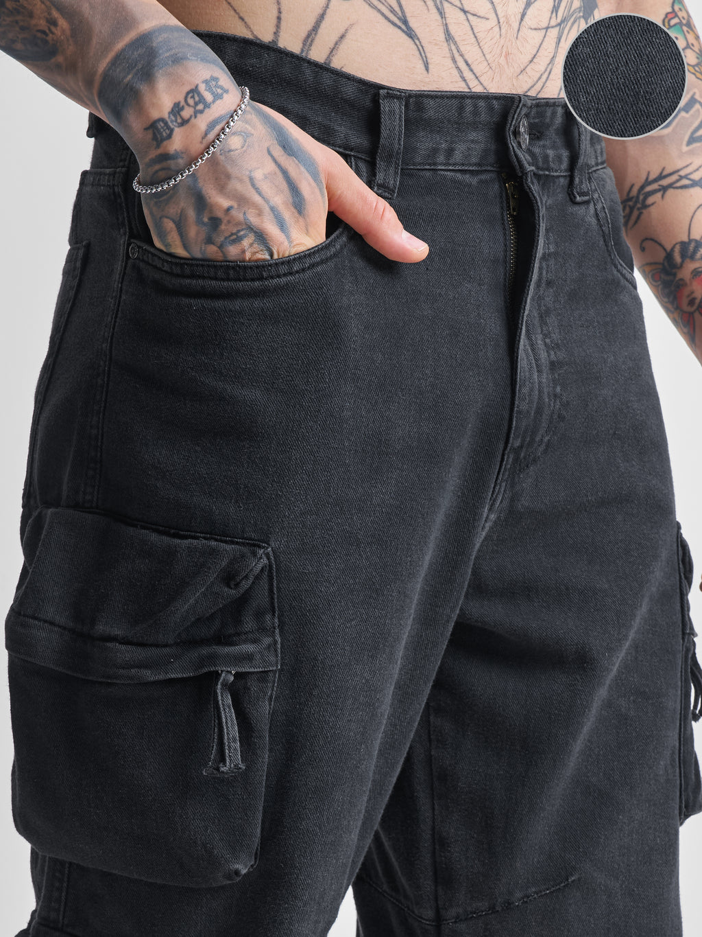 Highlander Men Black Baggy Jeans - Black - Image 5