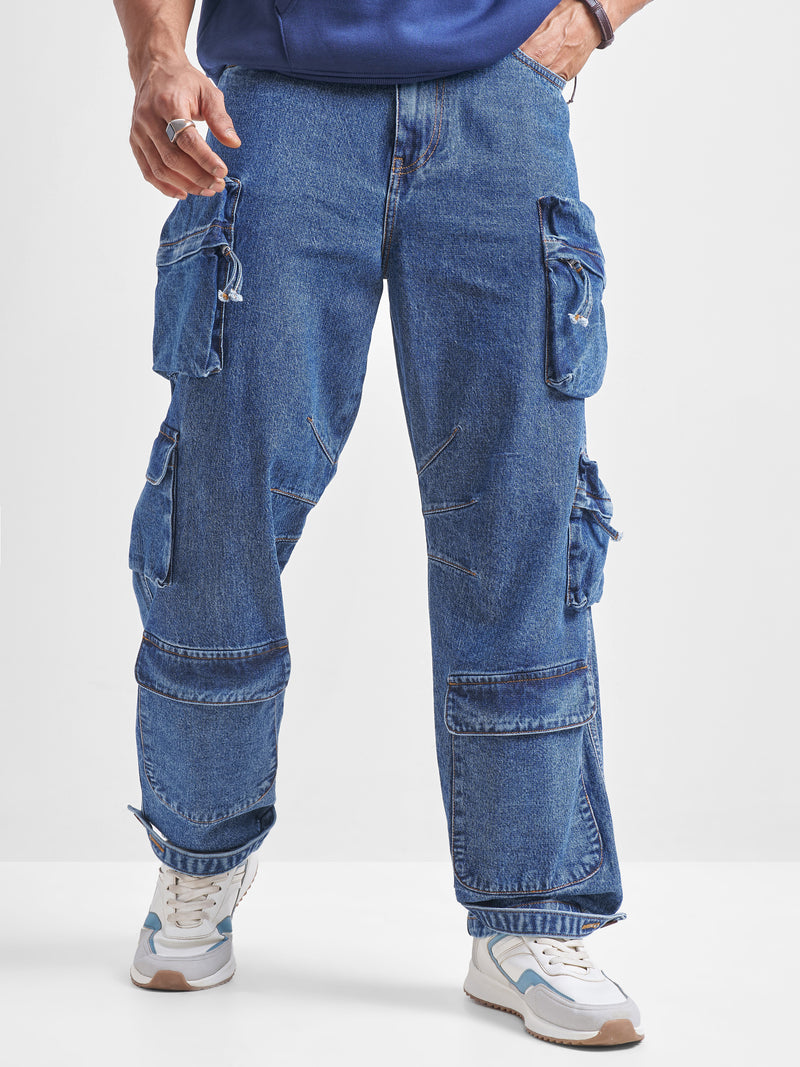 Highlander Men Blue Baggy Jeans - Blue - Image 1