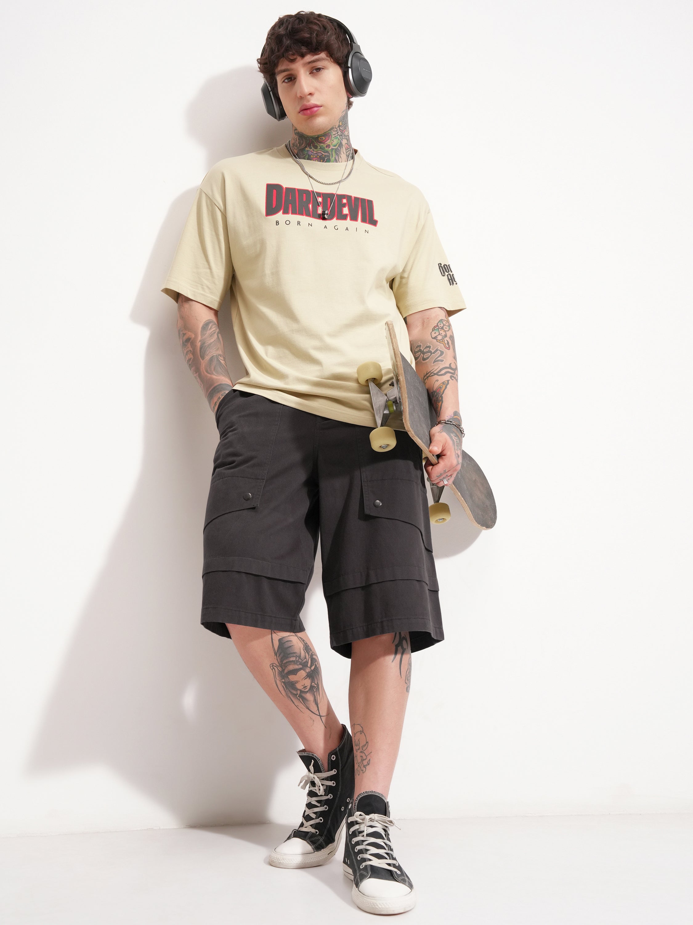 Highlander Men Grey Baggy Cargo Shorts - Grey - Image 2