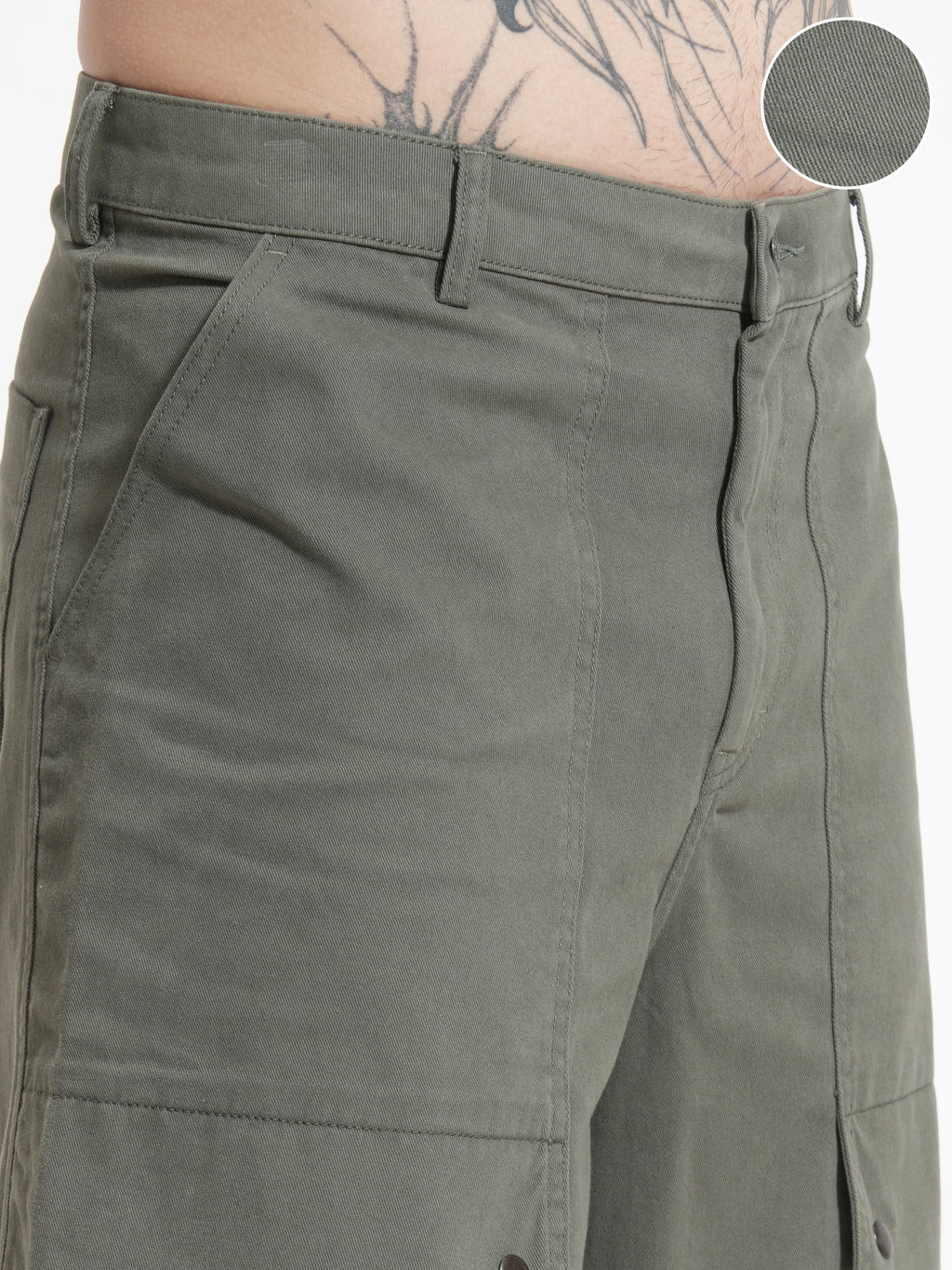 Highlander Men Olive Baggy Cargo Shorts - Olive - Image 5
