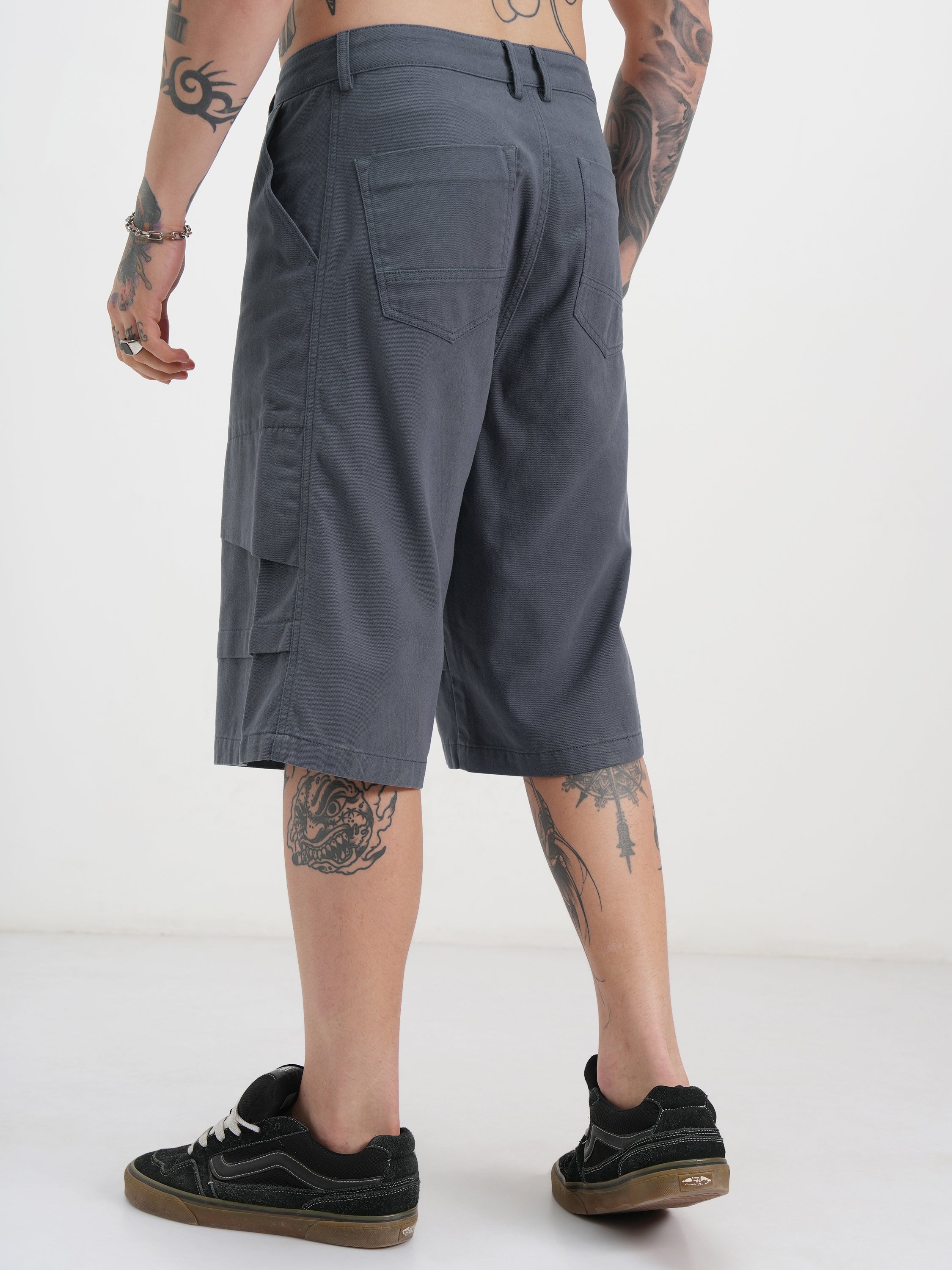 Highlander Men Blue Baggy Cargo Shorts - Blue - Image 3