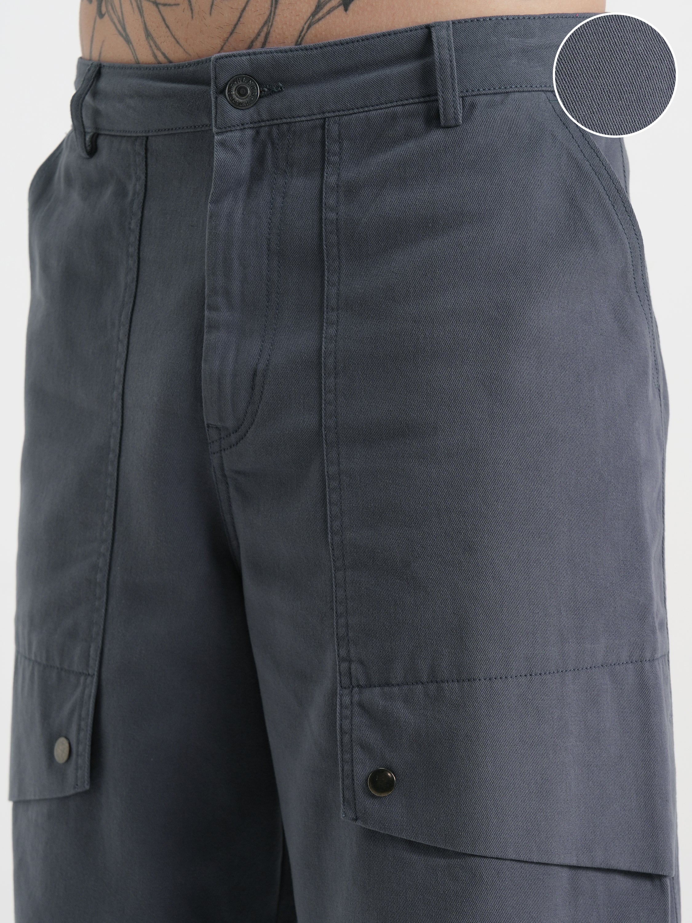 Highlander Men Blue Baggy Cargo Shorts - Blue - Image 5