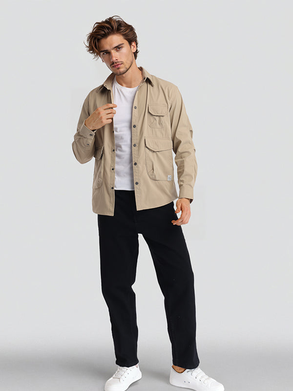 Highlander Men Khaki Solid Oversized Fit Casual Shirt - Khaki - Image 2