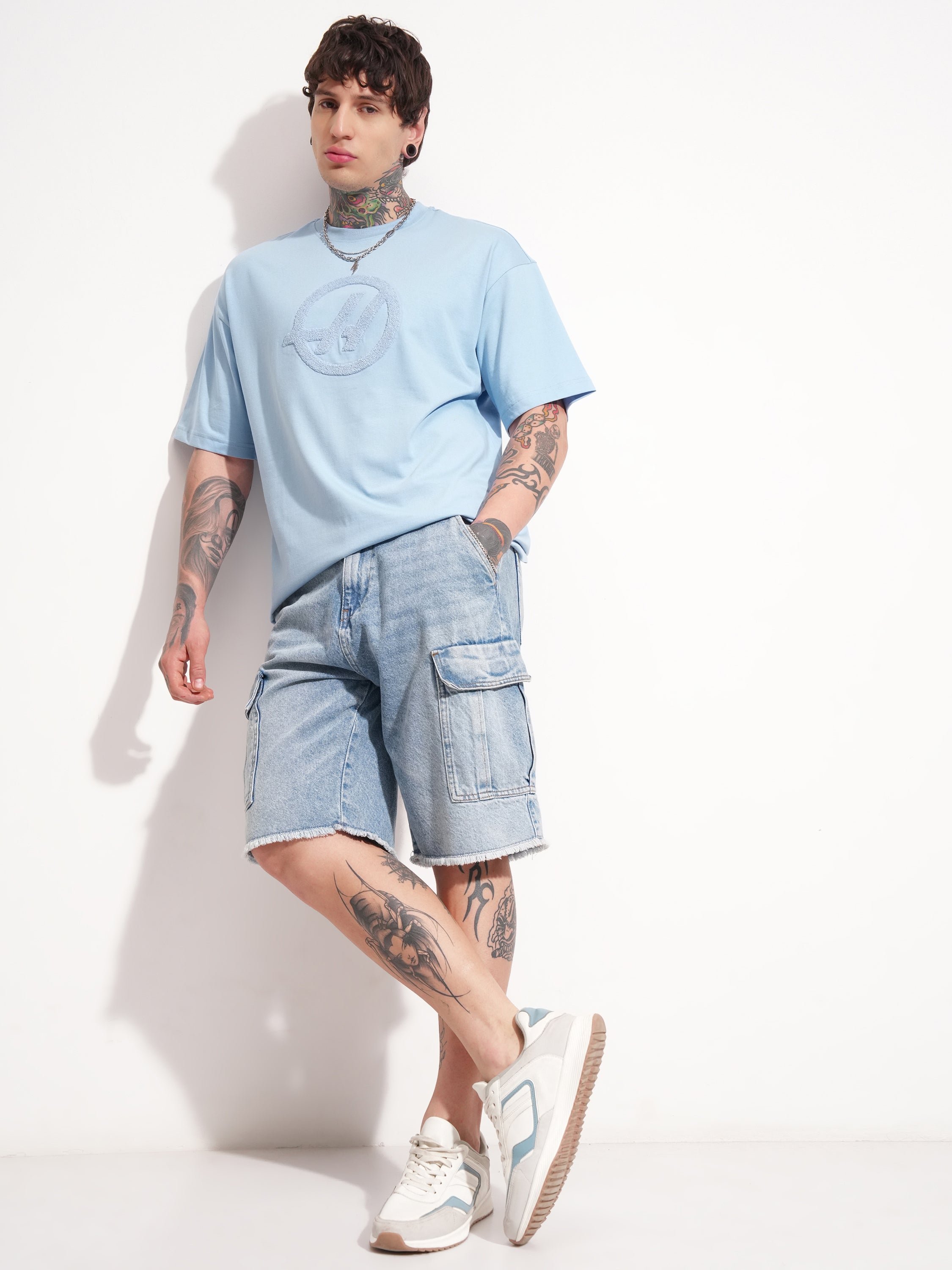 Highlander Men Blue Printed Round Neck Oversized Fit T-Shirt - Blue - Image 2