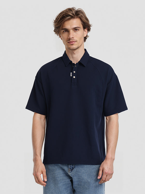 Highlander Men Navy Blue Solid Polo Collar T-Shirt - Navy Blue - Image 1