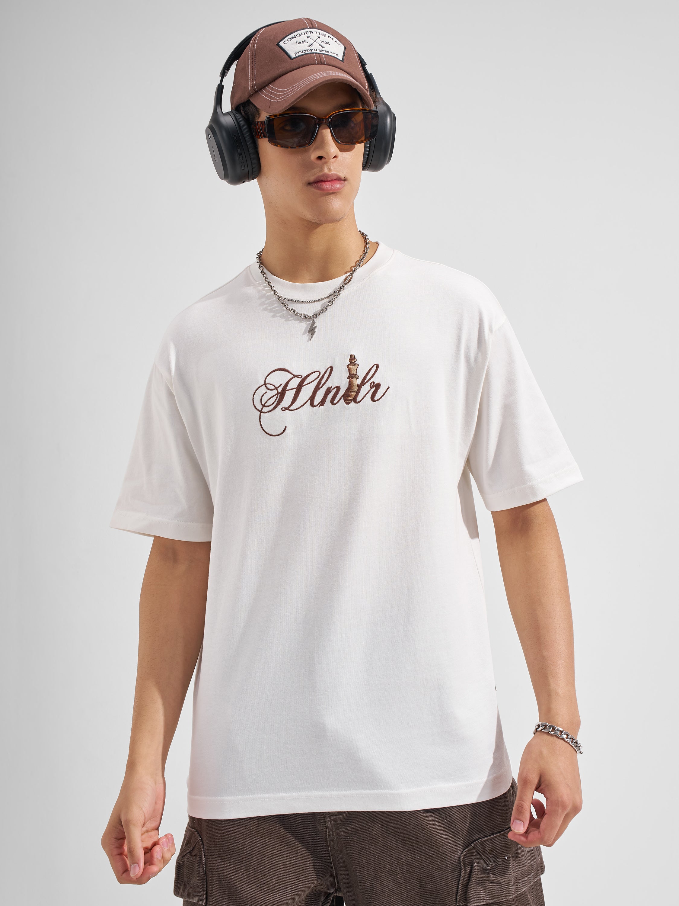 Highlander Men White Printed Round Neck T-Shirt