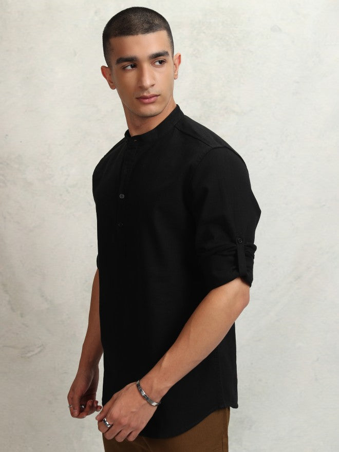 Highlander Men Black Solid Regular Fit Casual Shirt - Black - Image 4