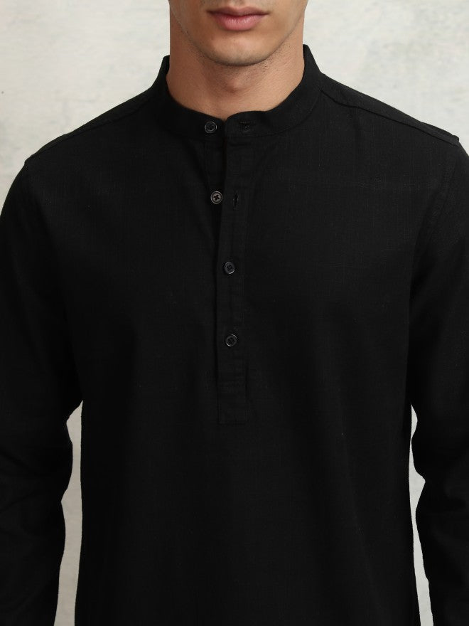 Highlander Men Black Solid Regular Fit Casual Shirt - Black - Image 5