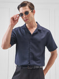 Highlander Men Navy Blue Solid Relaxed Fit Casual Shirt - Navy Blue - Image 1