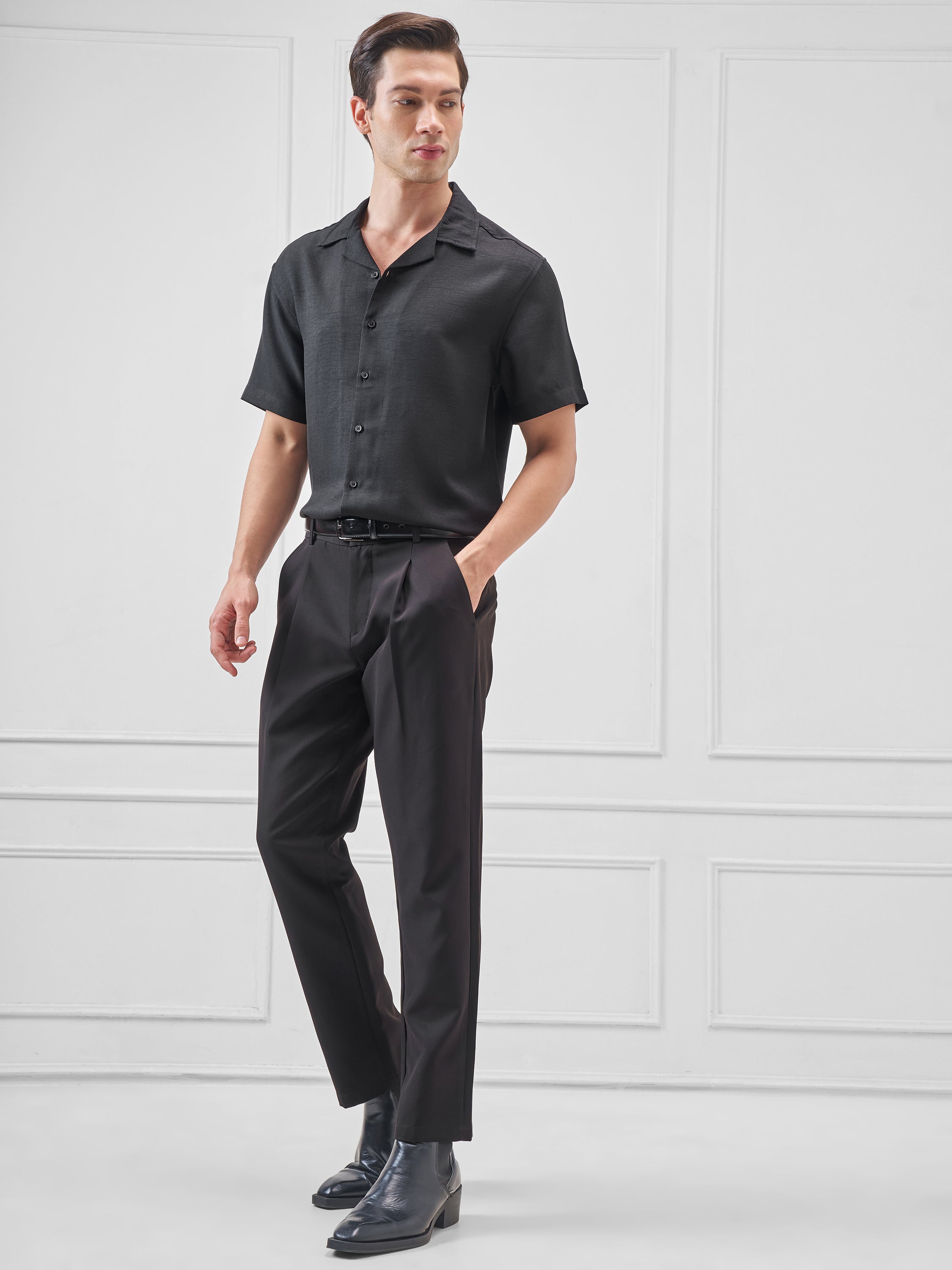 Highlander Men Black Solid Relaxed Fit Casual Shirt - Black - Image 2