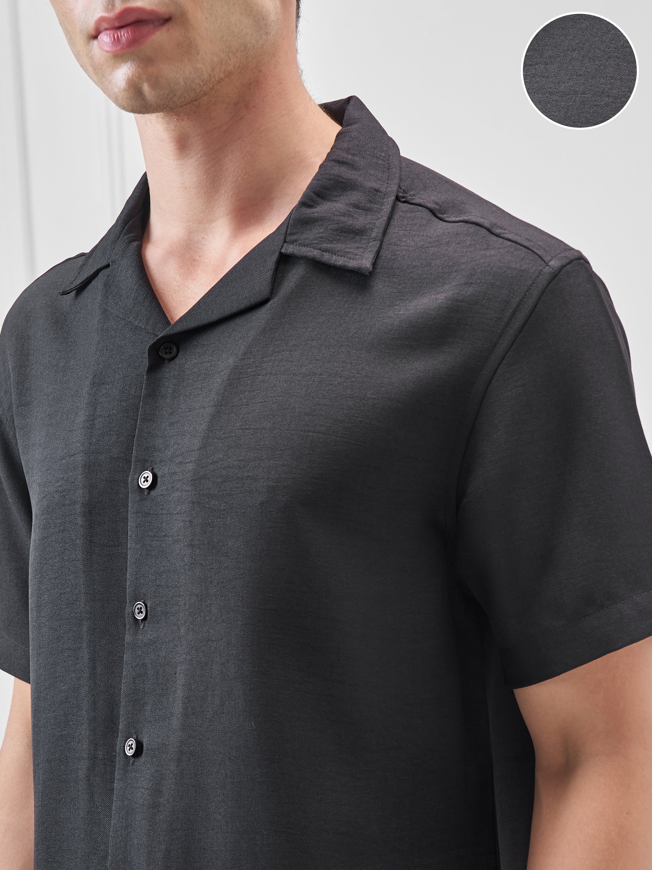 Highlander Men Black Solid Relaxed Fit Casual Shirt - Black - Image 5
