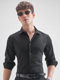 Highlander Men Black Solid Slim Fit Casual Shirt - Black - Image 1