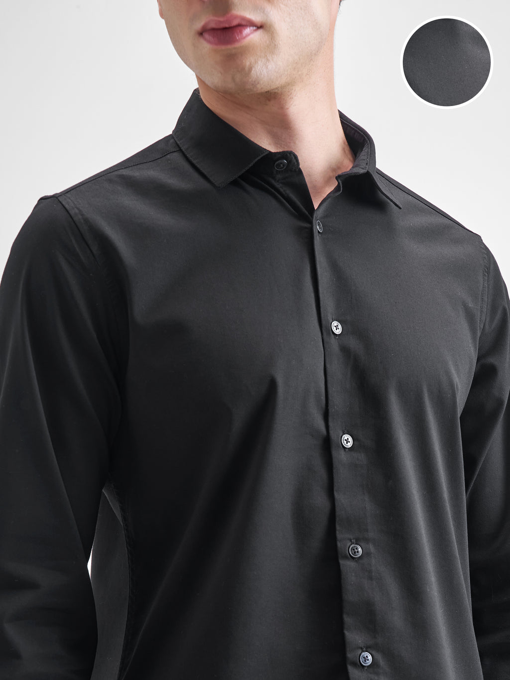 Highlander Men Black Solid Slim Fit Casual Shirt - Black - Image 5