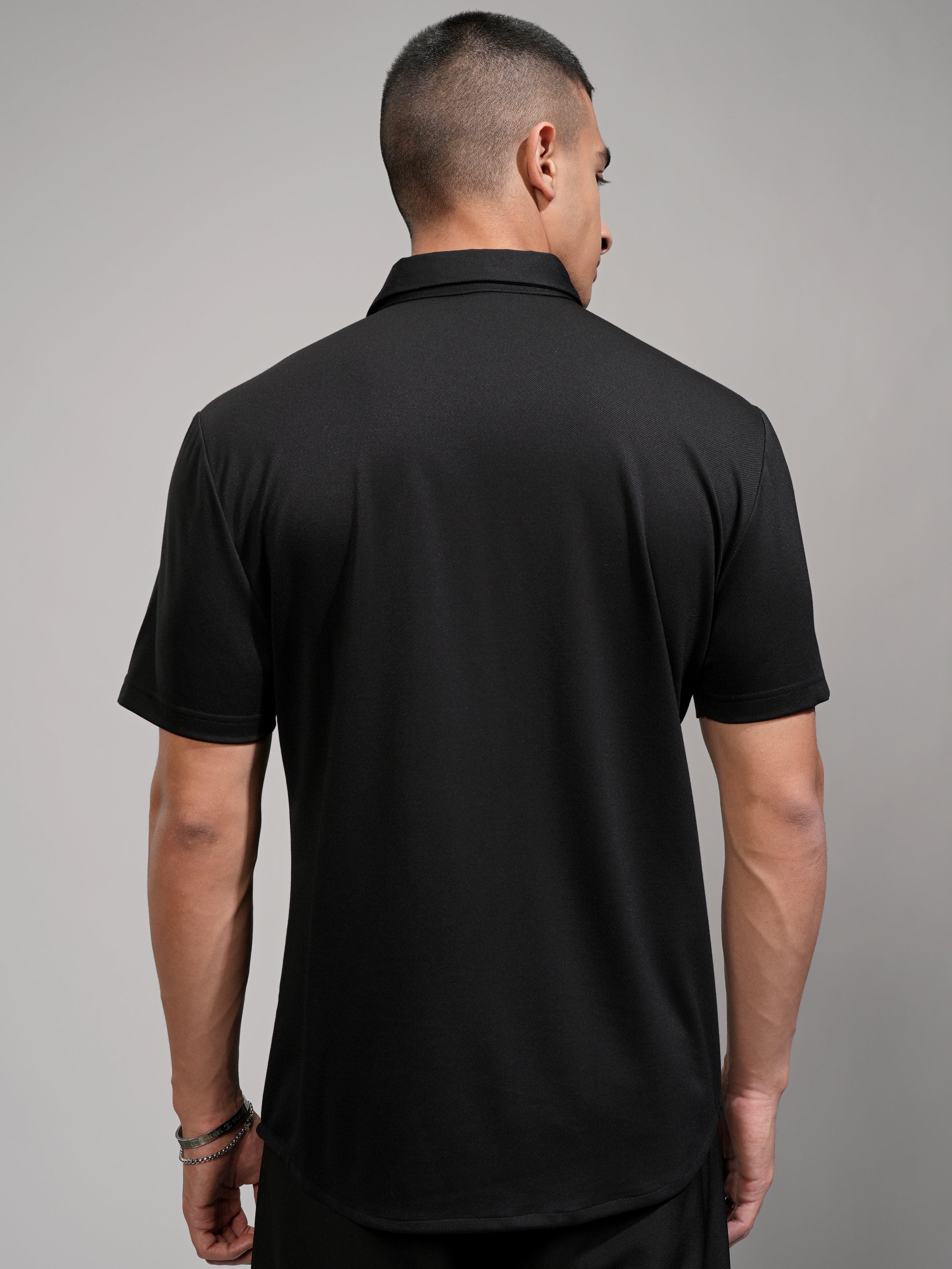 Highlander Men Black Solid Slim Fit Casual Shirt - Black - Image 3