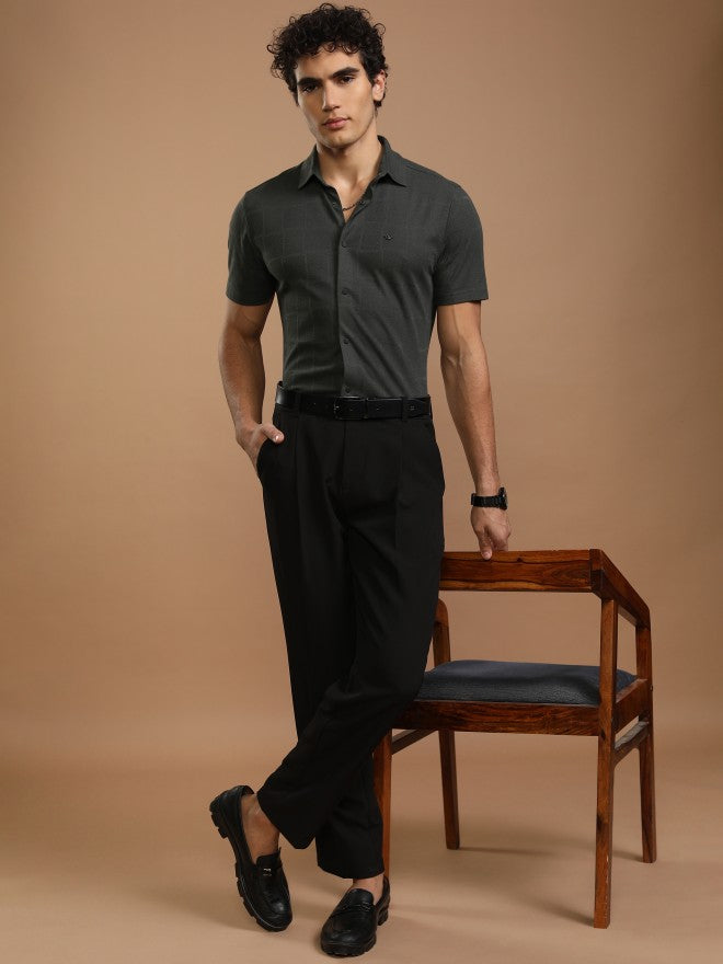 Highlander Men Grey Checked Slim Fit Casual Shirt - Grey - Image 2