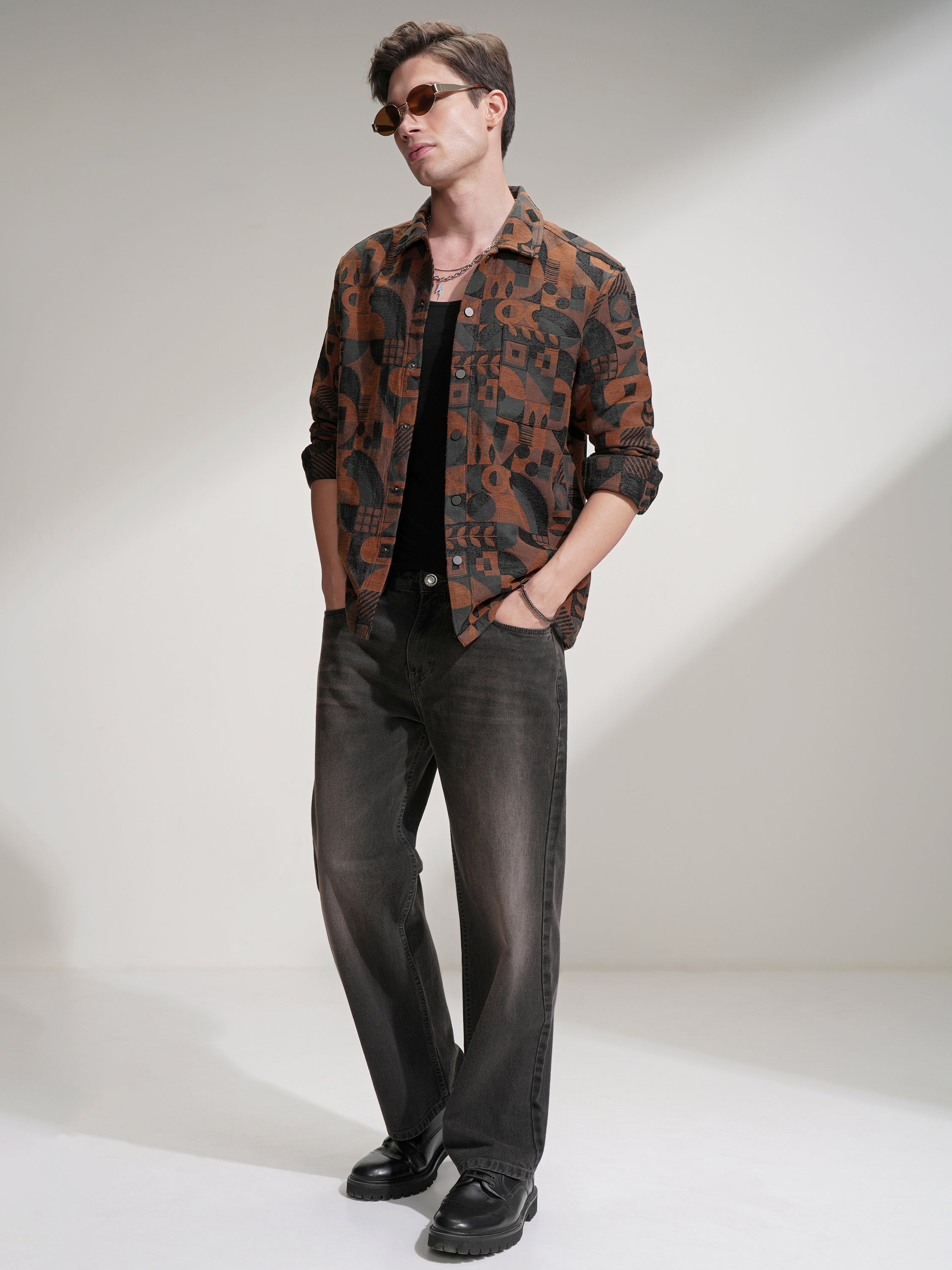 Highlander Men Black Printed Relaxed Fit Casual Shirt - Black - Image 2