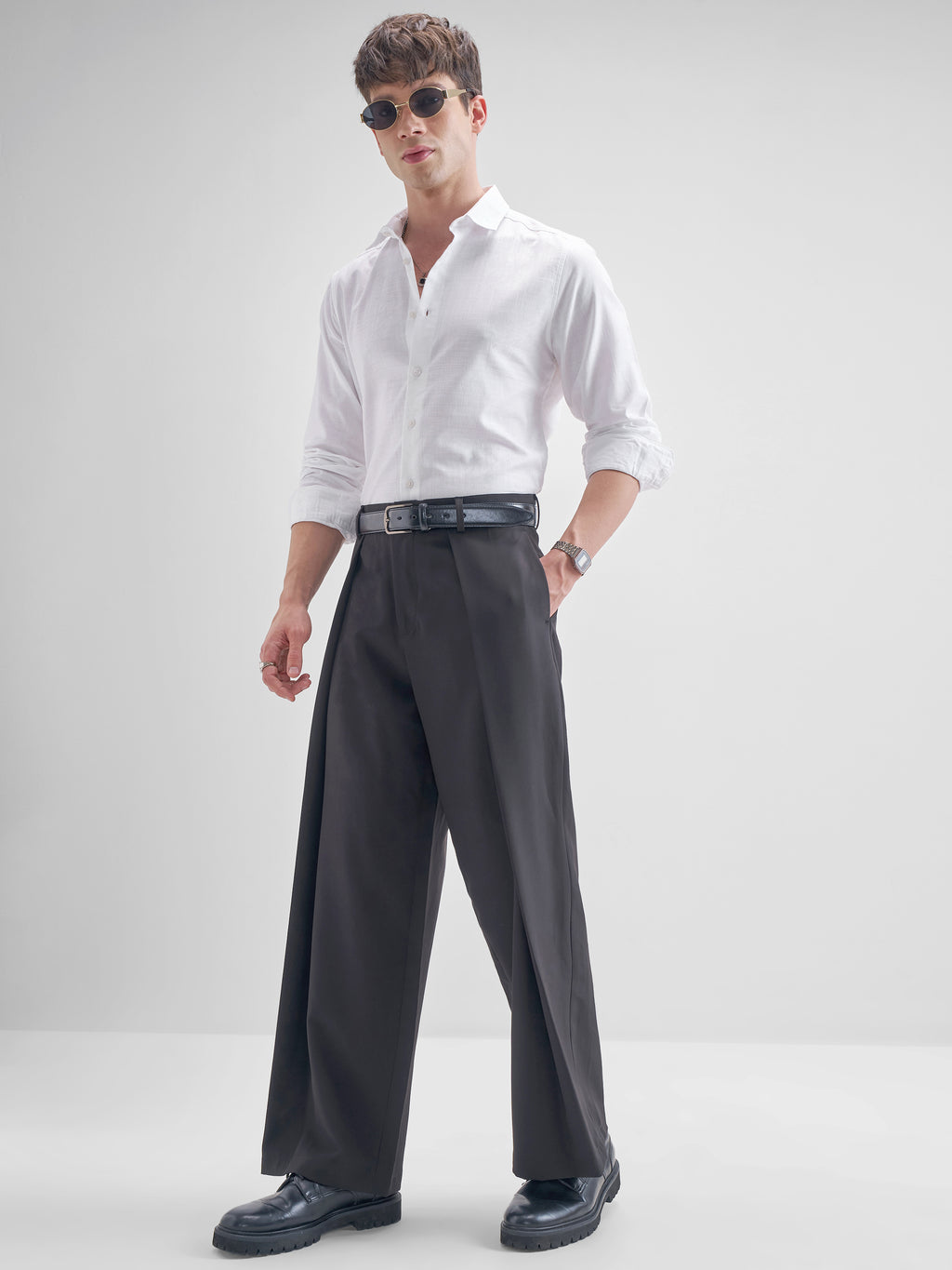 Highlander Men White Solid Slim Fit Casual Shirt - White - Image 2