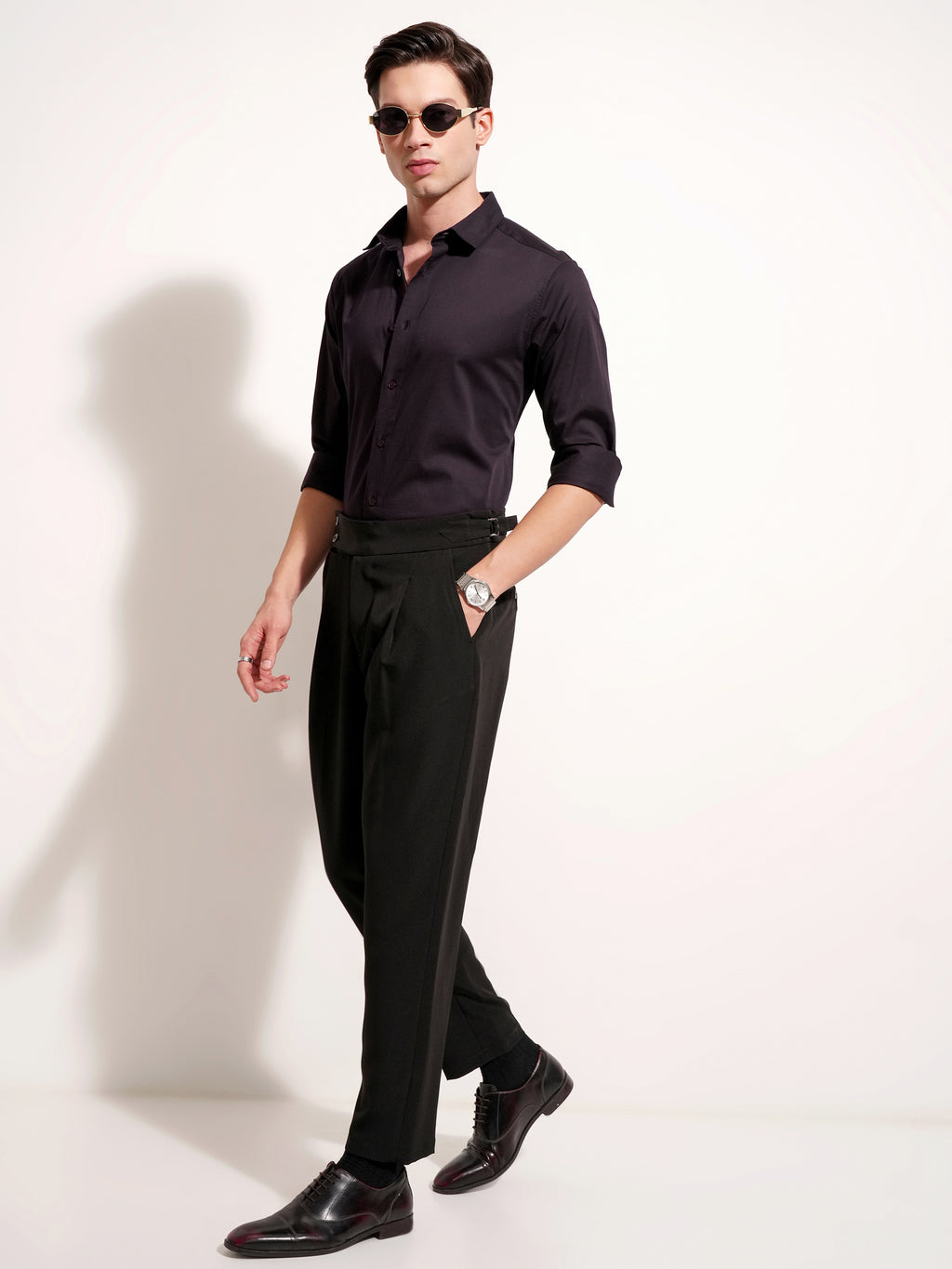 Highlander Men Purple Solid Slim Fit Casual Shirt - Purple - Image 2