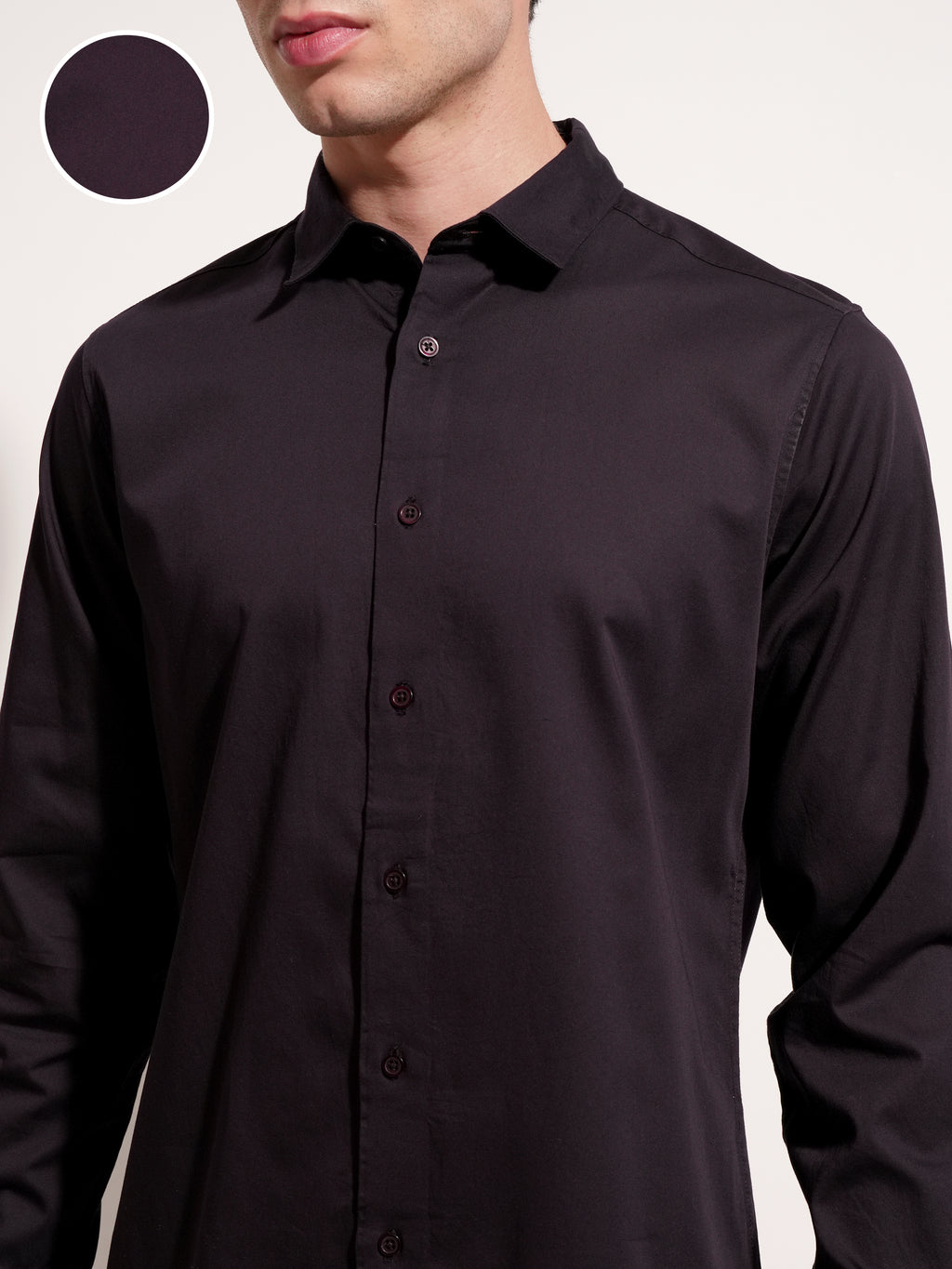 Highlander Men Purple Solid Slim Fit Casual Shirt - Purple - Image 5