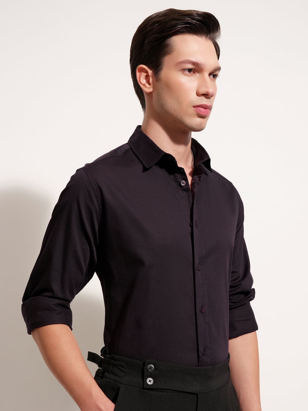 Highlander Men Purple Solid Slim Fit Casual Shirt - Purple - Image 6