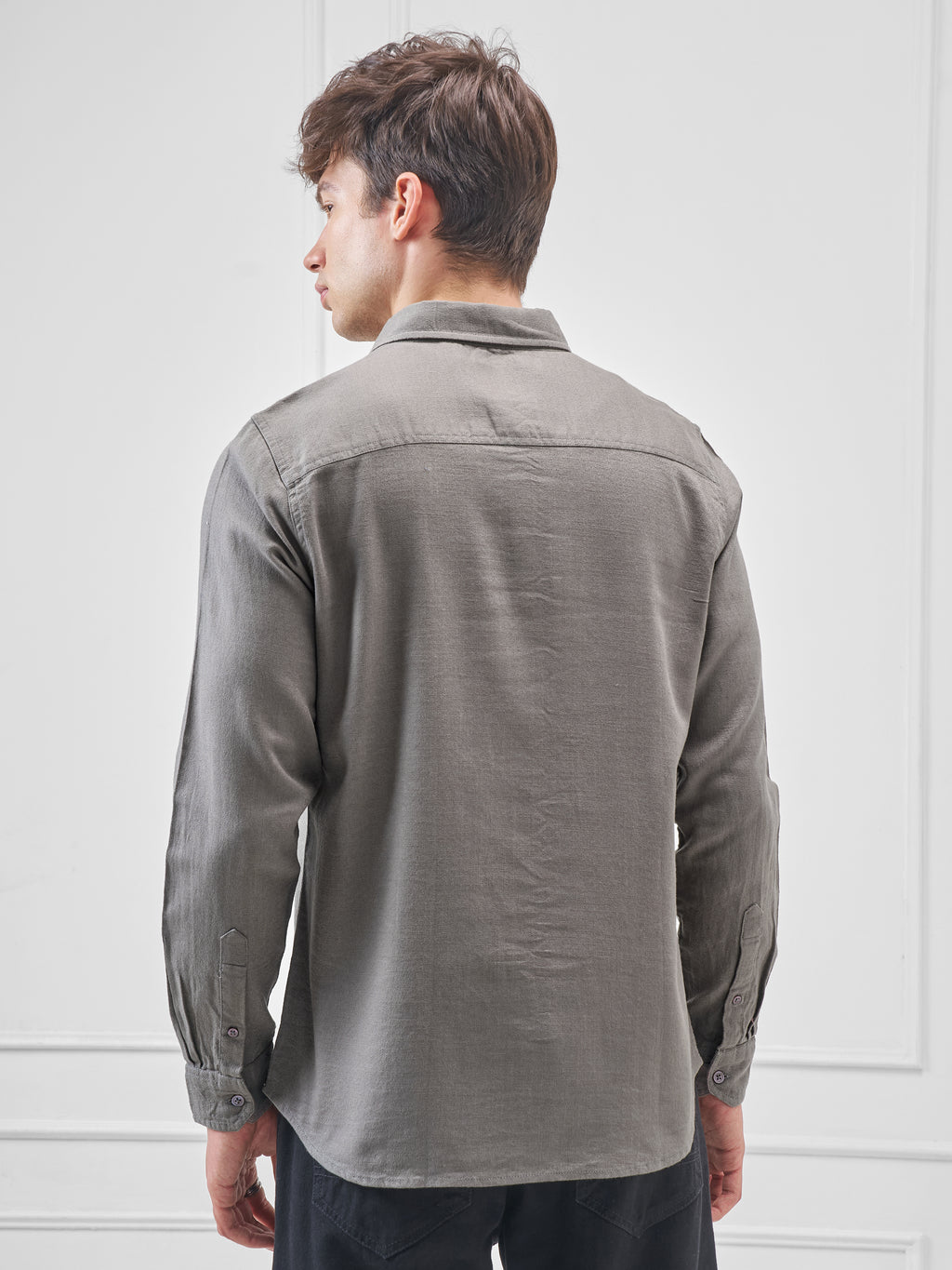 Highlander Men Grey Solid Slim Fit Casual Shirt - Grey - Image 3