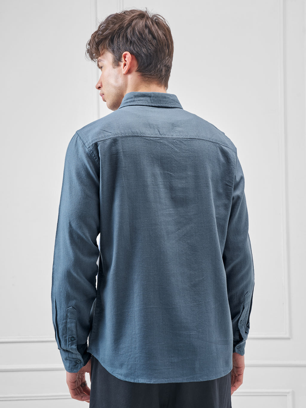 Highlander Men Blue Solid Slim Fit Casual Shirt - Blue - Image 3