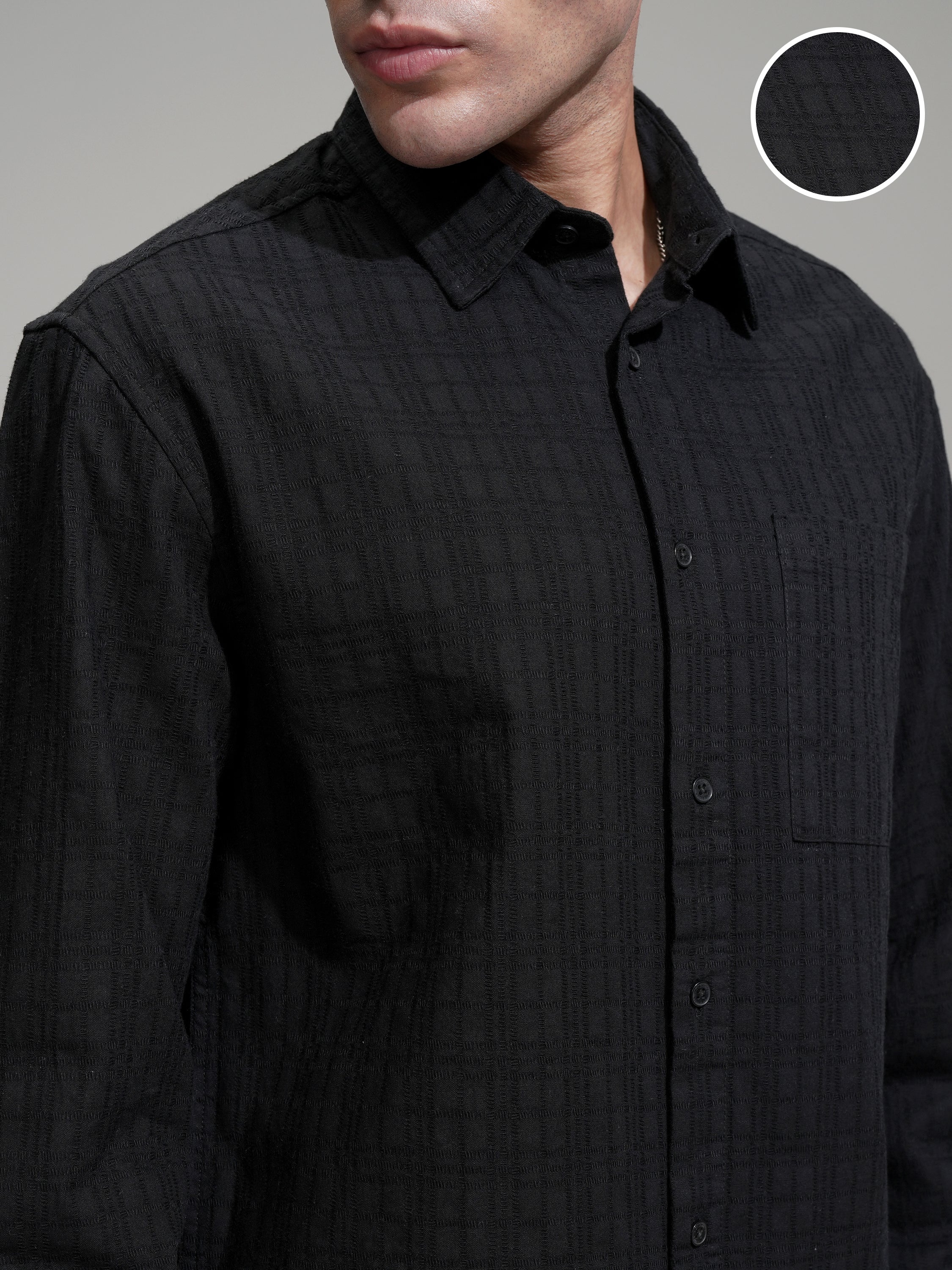 Highlander Men Black Checked Relaxed Fit Casual Shirt - Black - Image 5