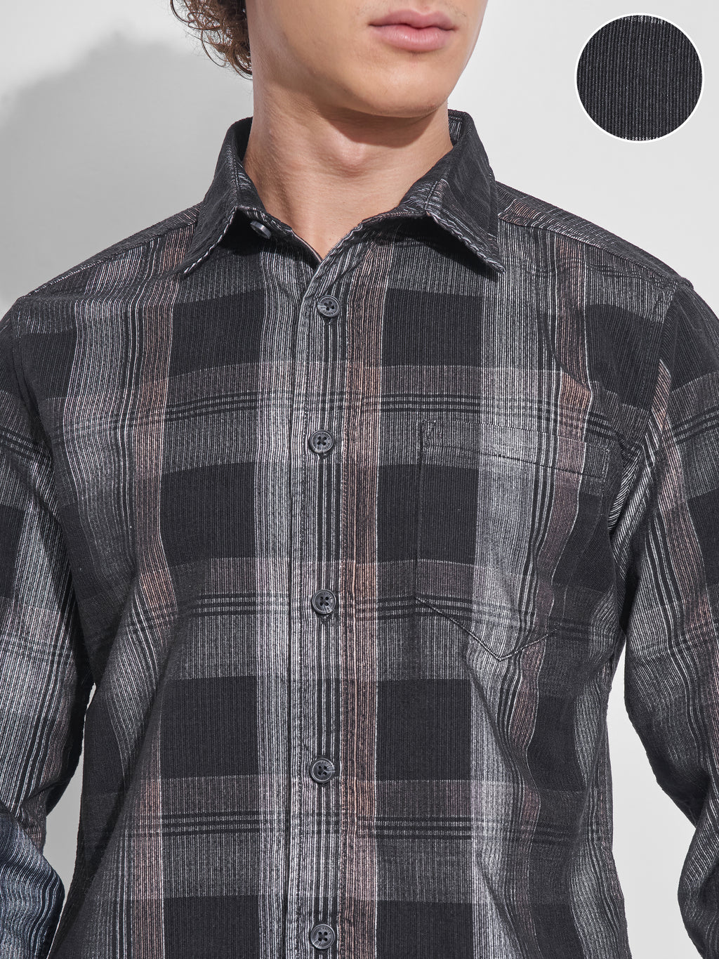 Highlander Men Black Checked Slim Fit Casual Shirt - Black - Image 5