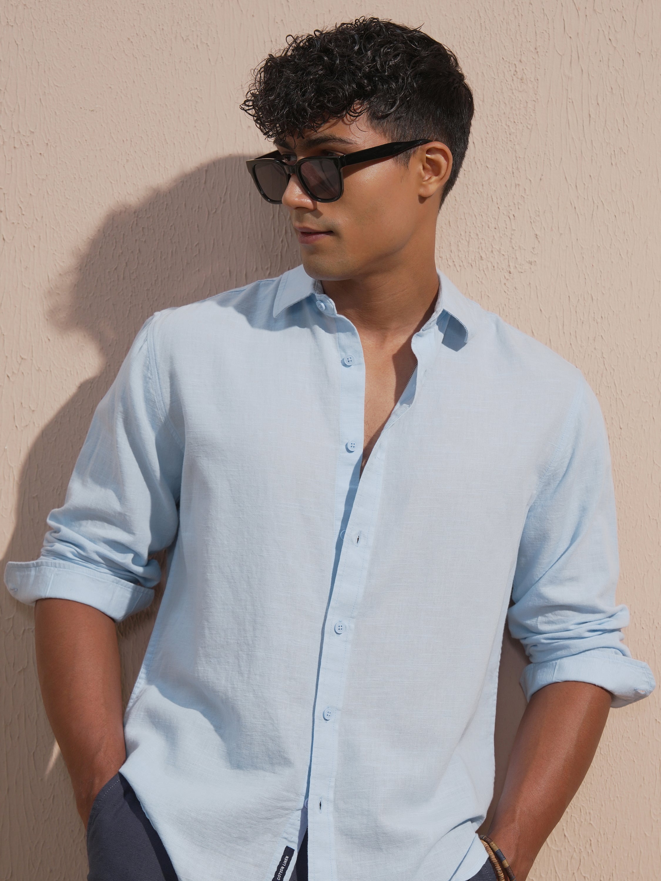 Highlander Men Blue Solid Relaxed Fit Casual Shirt - Blue - Image 1