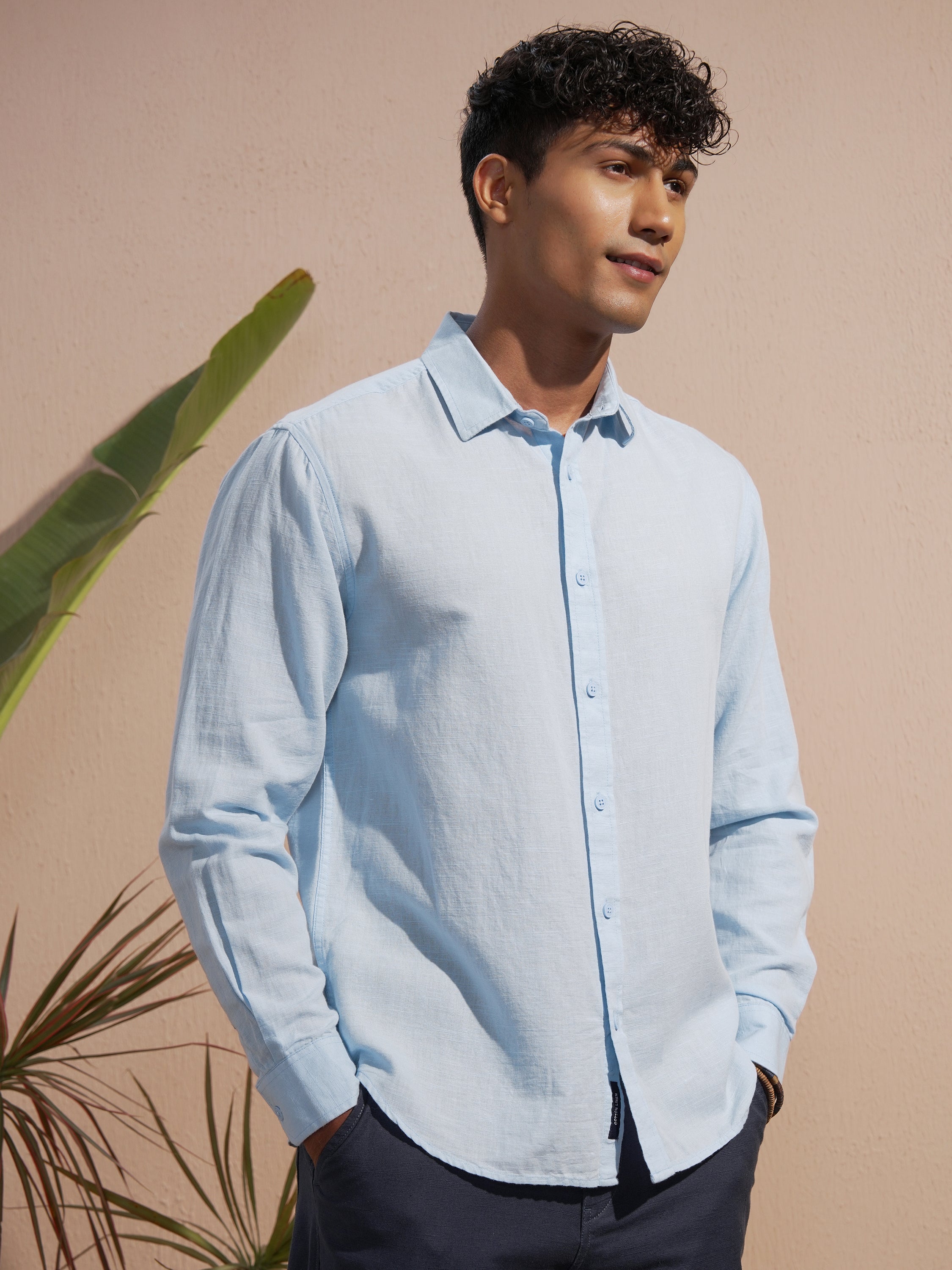 Highlander Men Blue Solid Relaxed Fit Casual Shirt - Blue - Image 6