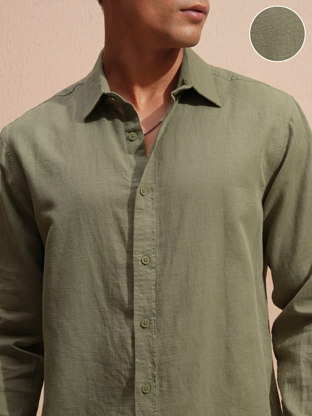 Highlander Men Green Self Design Relaxed Fit Casual Shirt - Green - Image 5