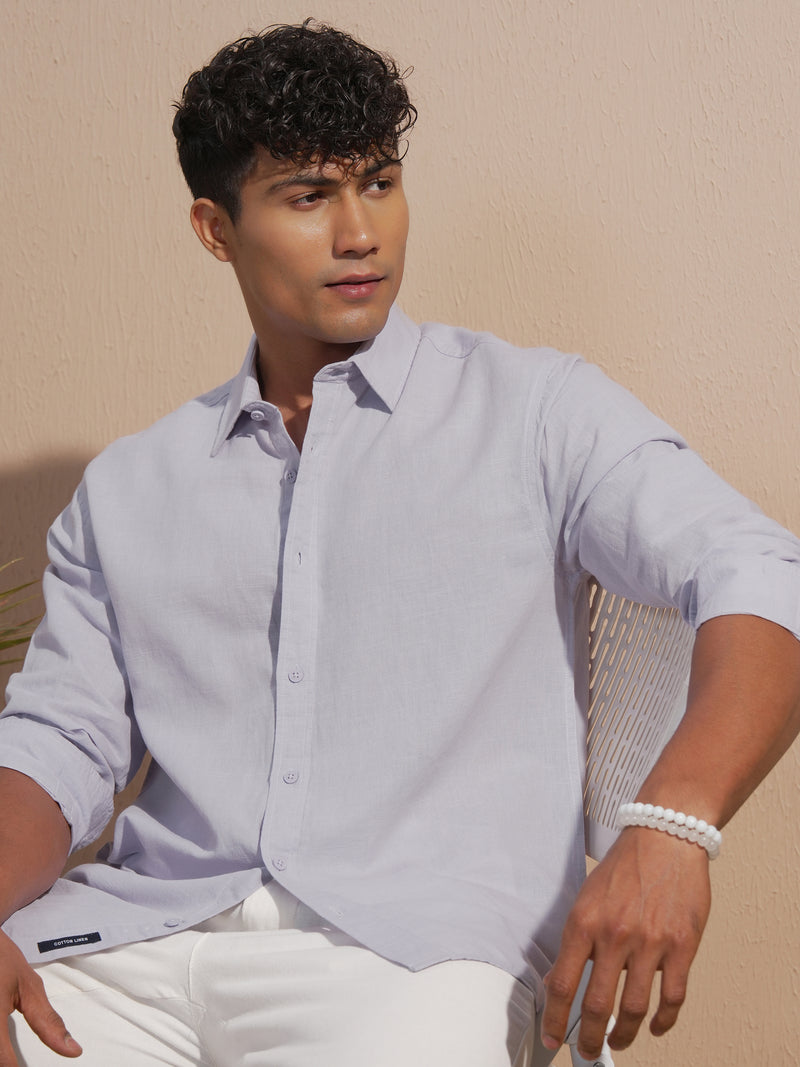 Highlander Men Lavender Solid Relaxed Fit Casual Shirt - Lavender - Image 1