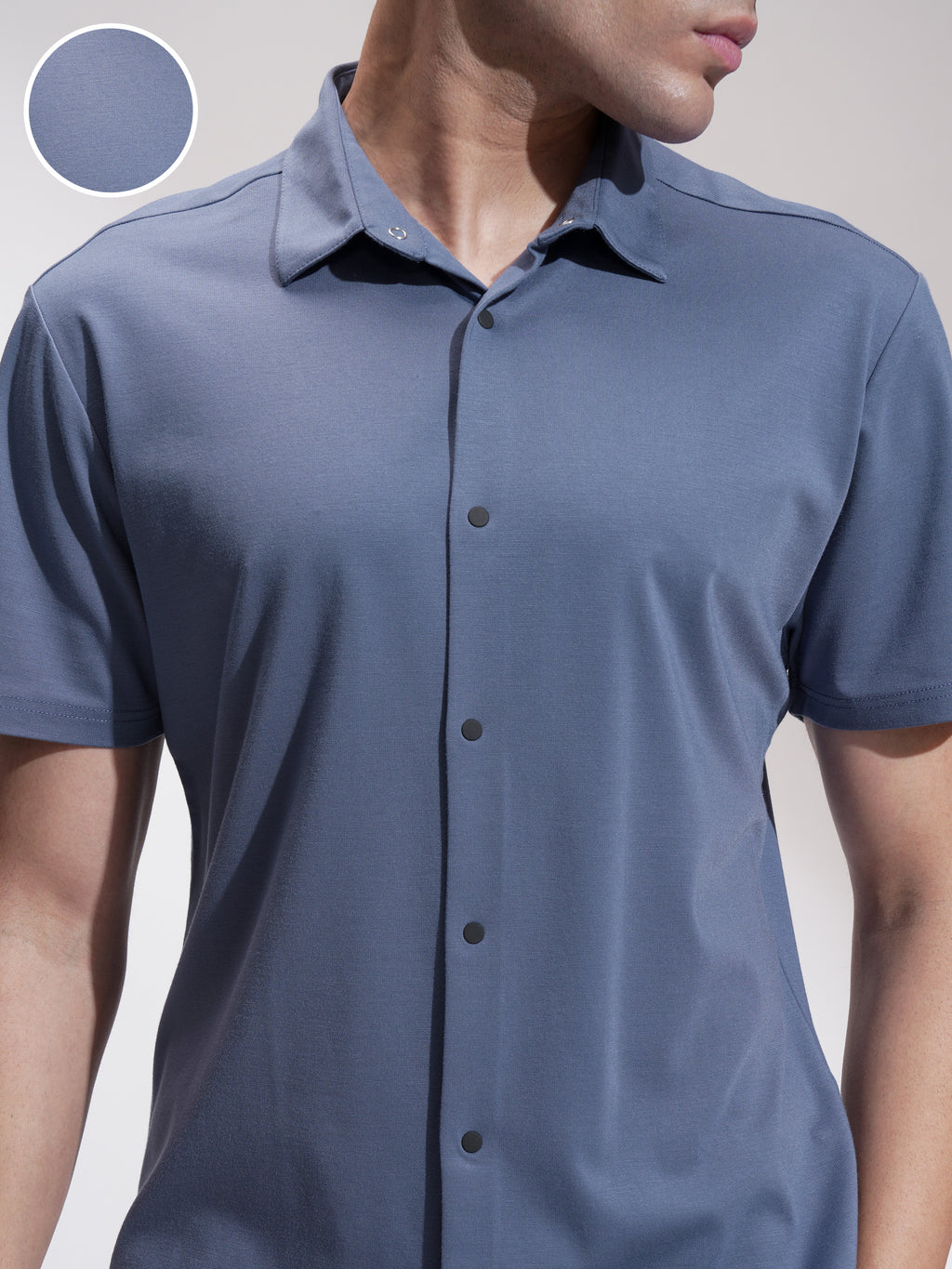 Highlander Men Blue Self Design Slim Fit Casual Shirt - Blue - Image 5